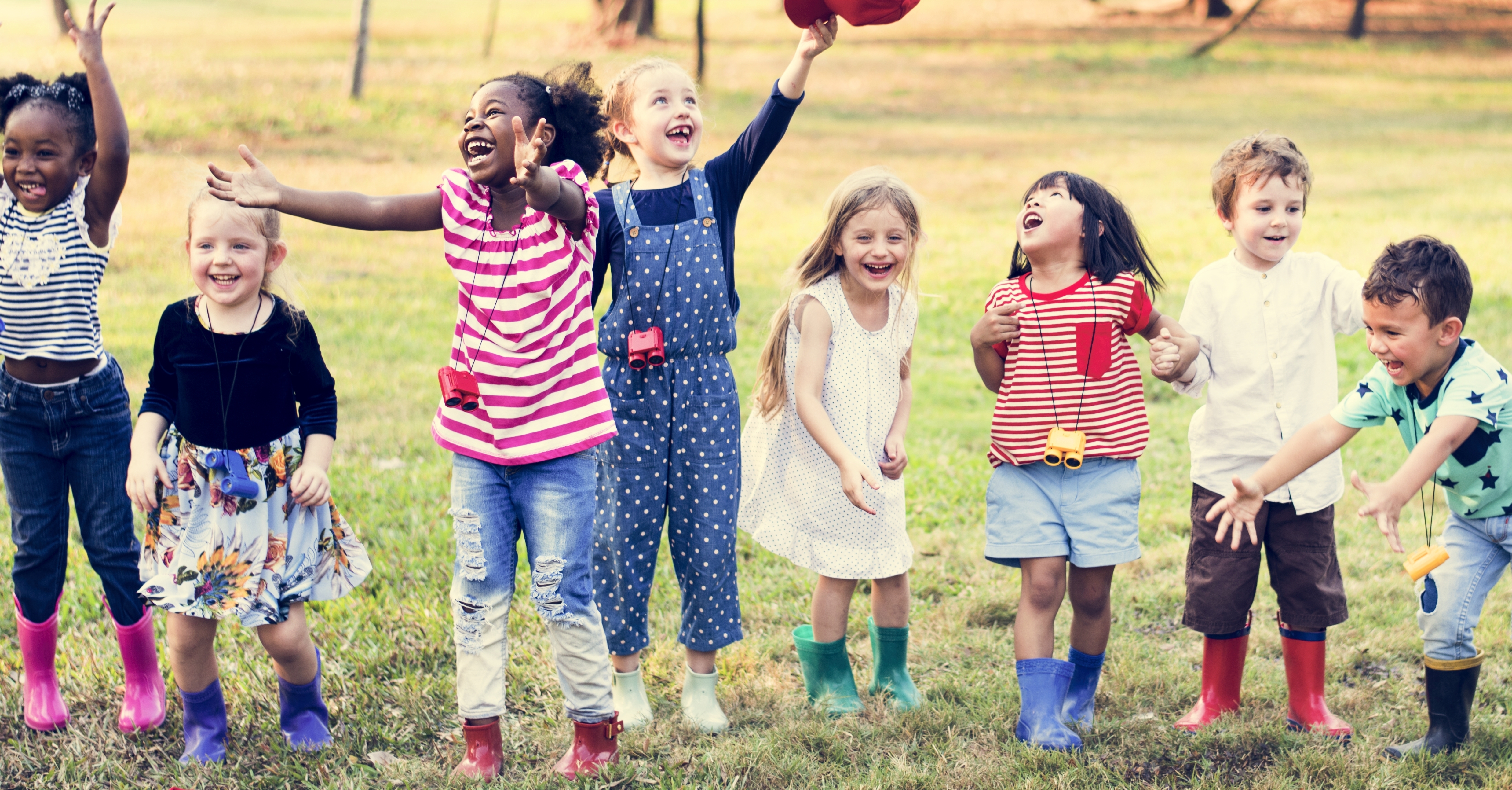 Kids Playing Happy Smiling Outside